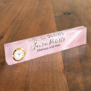 Porte-nom Pour Bureau Parties scintillant féminine or et rose