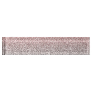 Porte-nom Pour Bureau Parties scintillant Girl Rose Gold & Silver Ombre