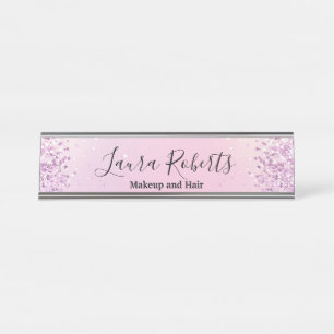Porte-nom Pour Bureau Parties scintillant moderne professionnelle rose v