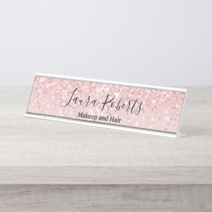 Porte-nom Pour Bureau Parties scintillant moderne professionnelle rose v