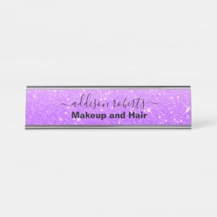 Porte-nom Pour Bureau Parties scintillant moderne violet Bureau d'affair
