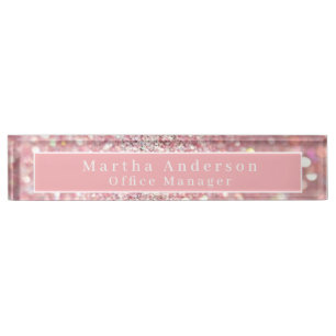 Porte-nom Pour Bureau Parties scintillant or rose
