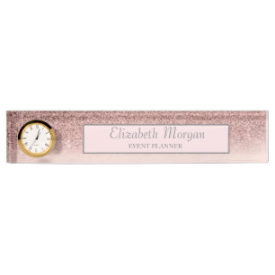 Porte-nom Pour Bureau Parties scintillant or Rose élégant Bokeh Ombre, F