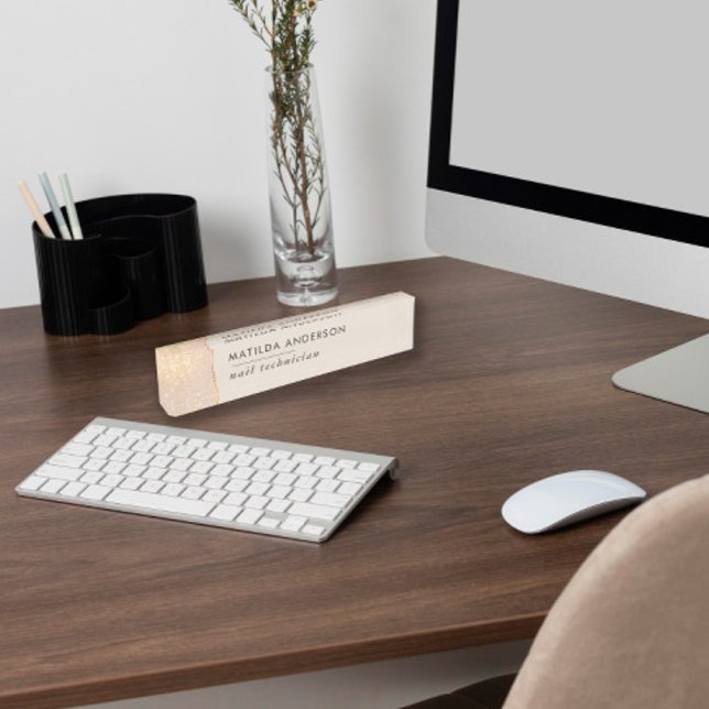 Porte-nom Pour Bureau parties scintillant or rose rose girly élégant mod (Créateur téléchargé)