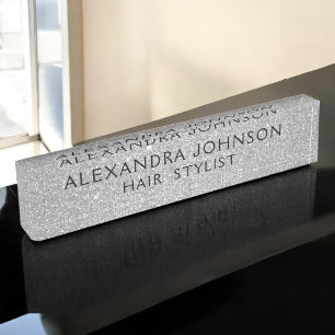 Porte-nom Pour Bureau Parties scintillant professionnelle Silver de luxe