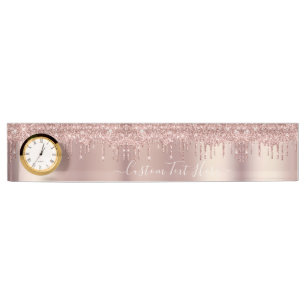 Porte-nom Pour Bureau Parties scintillant rose Gold Blush Drivers Text D