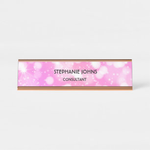 Porte-nom Pour Bureau Parties scintillant rose Nom du monogramme Gold Ro