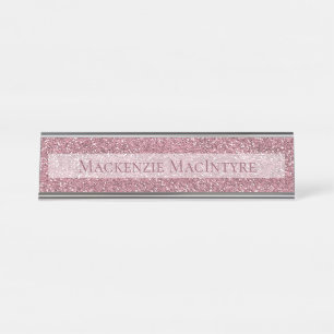 Porte-nom Pour Bureau Parties scintillant rose personnalisée chic Or R