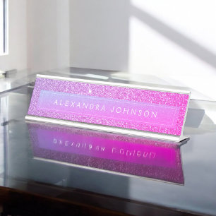 Porte-nom Pour Bureau Parties scintillant rose violet Étincelle Fille mo