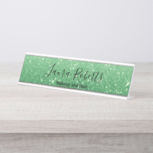 Porte-nom Pour Bureau Parties scintillant verte moderne