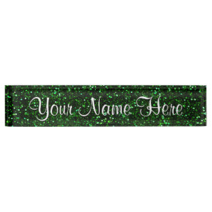 Porte-nom Pour Bureau Parties scintillantes foncées de vert vert