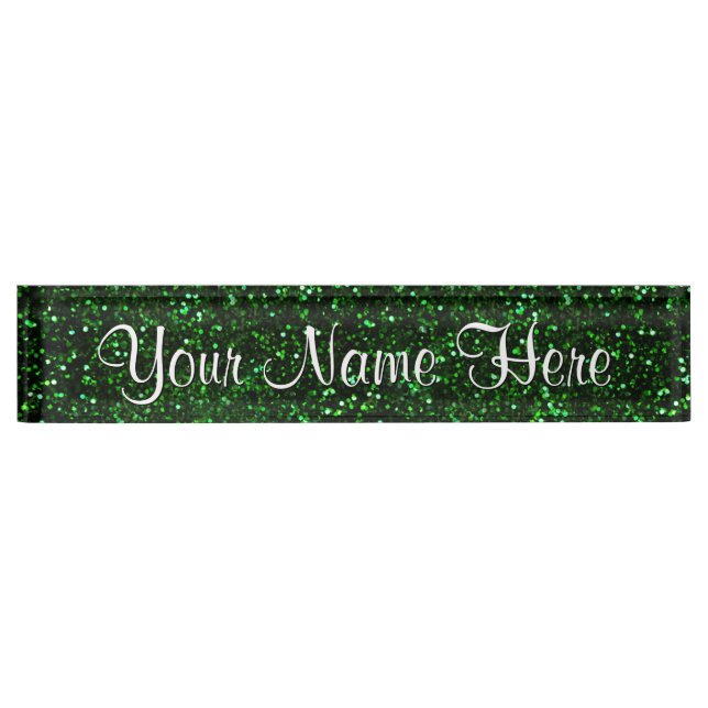 Porte-nom Pour Bureau Parties scintillantes foncées de vert vert (Devant)