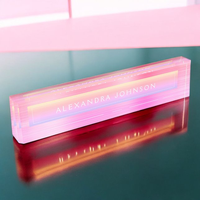 Porte-nom Pour Bureau Pastel Foil | Luxe Professional Modern (Créateur téléchargé)