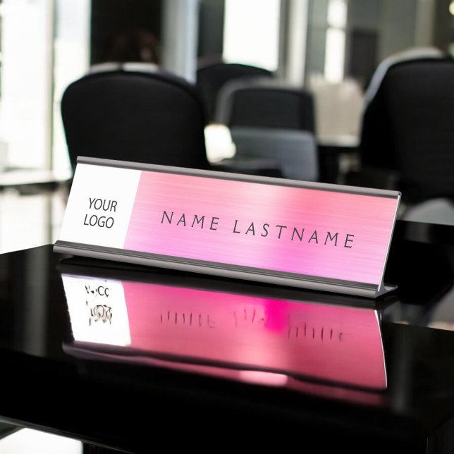 Porte-nom Pour Bureau Pastel Modern Custom Logo Executive Professional (Créateur téléchargé)