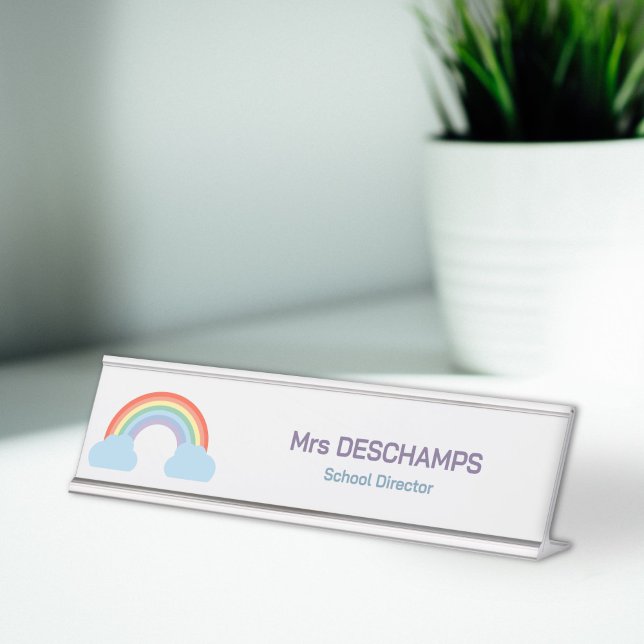 Porte-nom Pour Bureau Pastel Rainbow (Pastel Rainbow Desk Name Plate)