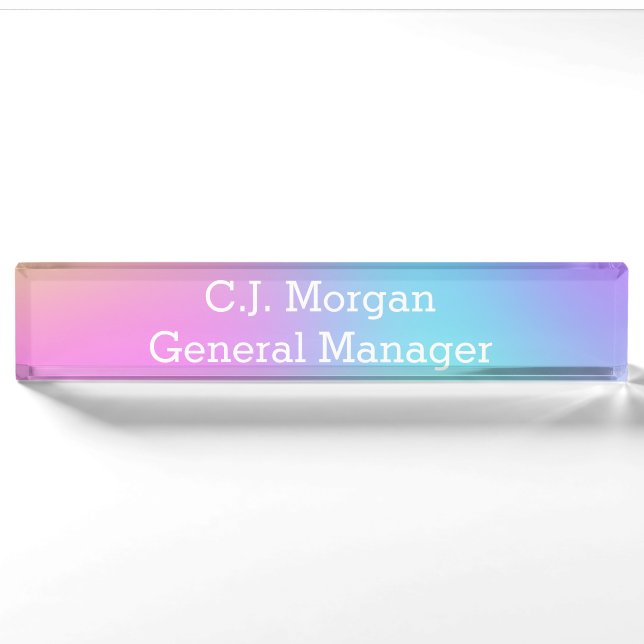 Porte-nom Pour Bureau Pastel Rainbow Gradient (Devant)