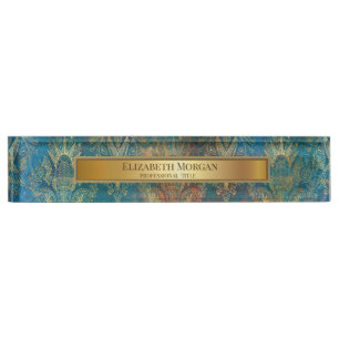 Porte-nom Pour Bureau Patine sarcelle Cooper