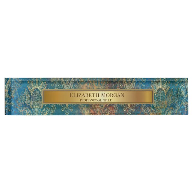 Porte-nom Pour Bureau Patine sarcelle Cooper (Devant)
