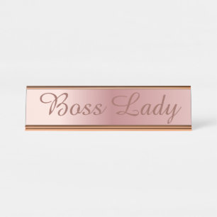 Porte-nom Pour Bureau Patron de fille de Gold Desk Sign de patron de