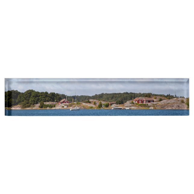 Porte-nom Pour Bureau Paysage côtier idyllique (Devant)
