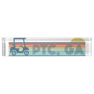 Porte-nom Pour Bureau Peachtree City Golf Panier les années 70 vibe Esth