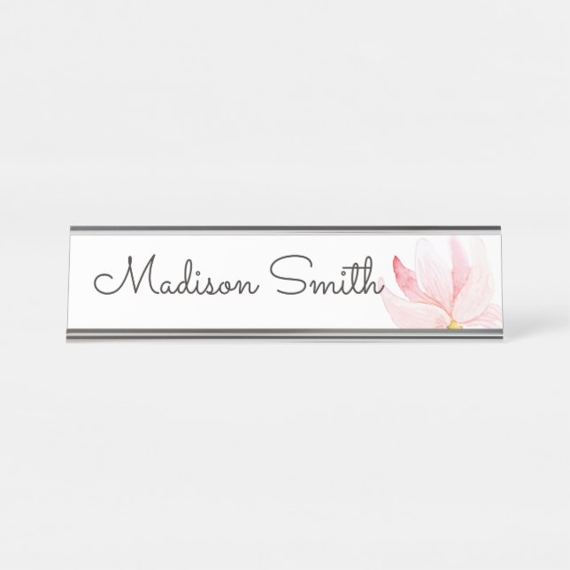 Porte-nom Pour Bureau Peinture florale aquarelle (Devant)