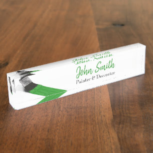 Porte-nom Pour Bureau Peinture Peintre Service Société Pinceau vert