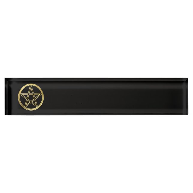 Porte-nom Pour Bureau Pentagramme doré (Devant)
