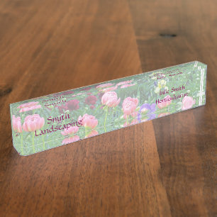PORTE-NOM POUR BUREAU "PEONY GARDEN" BUREAU ACRYLIQUE NOMMÉ