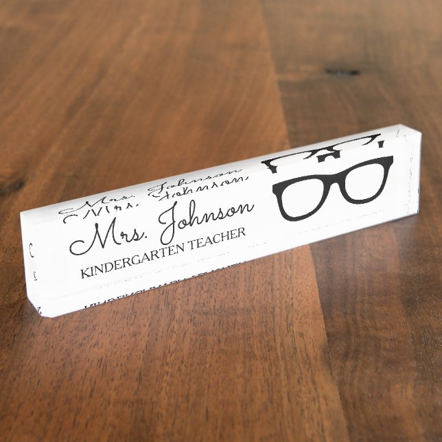 Porte-nom Pour Bureau Personalized black school teacher glasses (Taille)