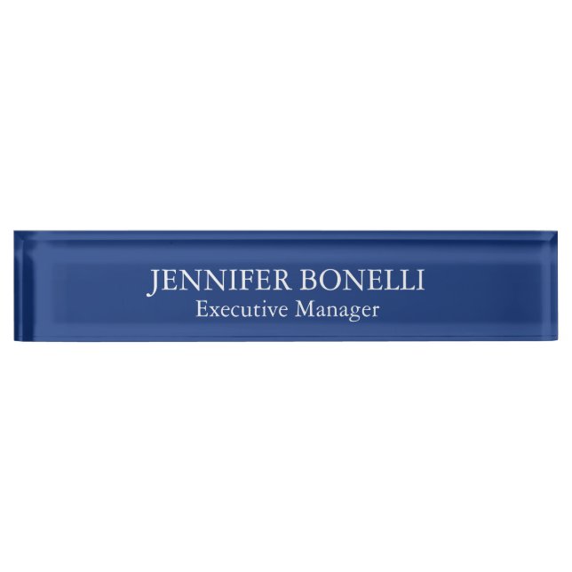 Porte-nom Pour Bureau Personalized minimalist dark blue add your name (Devant)