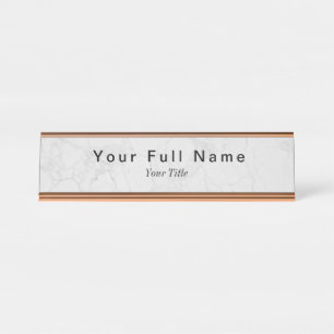 Porte-nom Pour Bureau Personnalisation minimaliste de la pierre blanche