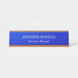 Porte-nom Pour Bureau Personnalisé minimaliste bleu ajouter votre nom