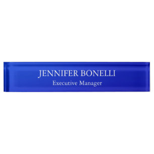 Porte-nom Pour Bureau Personnalisé minimaliste bleu ajouter votre nom