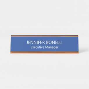 Porte-nom Pour Bureau Personnalisé minimaliste bleu ajoutez votre nom
