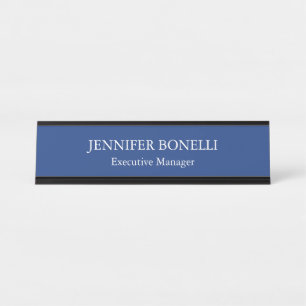 Porte-nom Pour Bureau Personnalisé minimaliste bleu foncé ajoutez votre