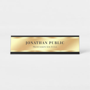 Porte-nom Pour Bureau Personnalisé Moderne Élégant Modèle Glamor Or