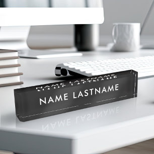 Porte-nom Pour Bureau Personnalisé Noir Blanc Simple Simple Simple Simpl