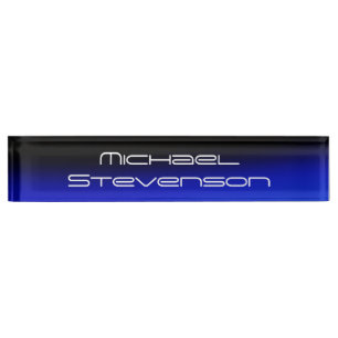 Porte-nom Pour Bureau Personnalisé Noir Bleu Entreprise