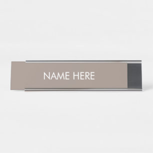Porte-nom Pour Bureau personnaliser, changer le nom texte beige gris bla