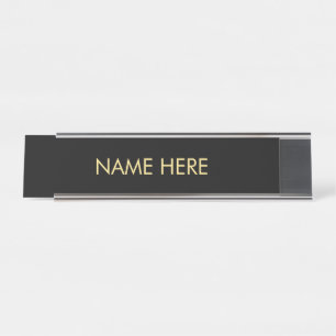 Porte-nom Pour Bureau personnaliser, changer le nom texte noir simil or