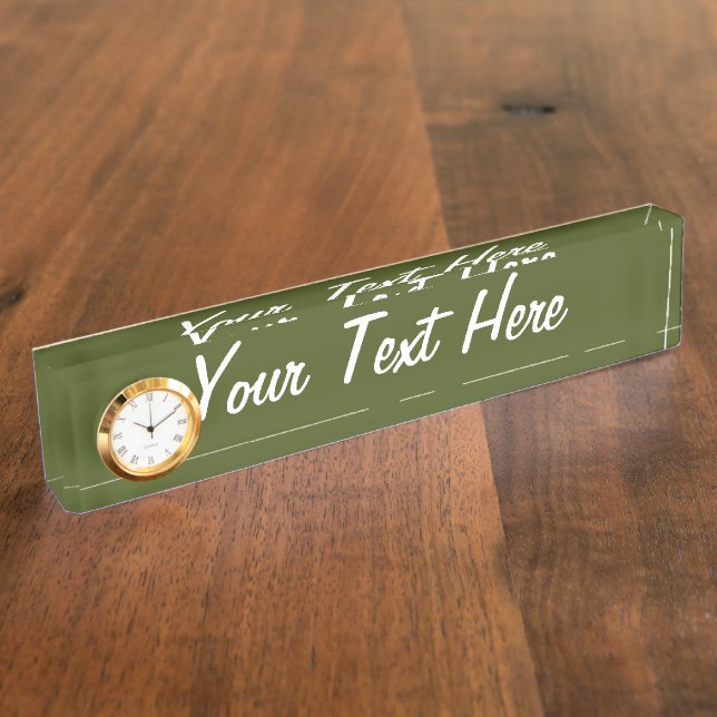 Porte-nom Pour Bureau Personnaliser de design couleur vert olive (Taille)