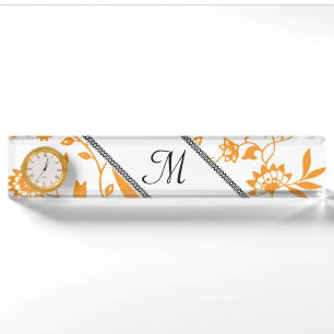 Porte-nom Pour Bureau Personnaliser l'information Monogramme Leaf Vines