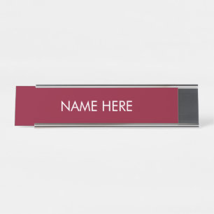 Porte-nom Pour Bureau personnaliser, modifier le nom texte bordeaux blan
