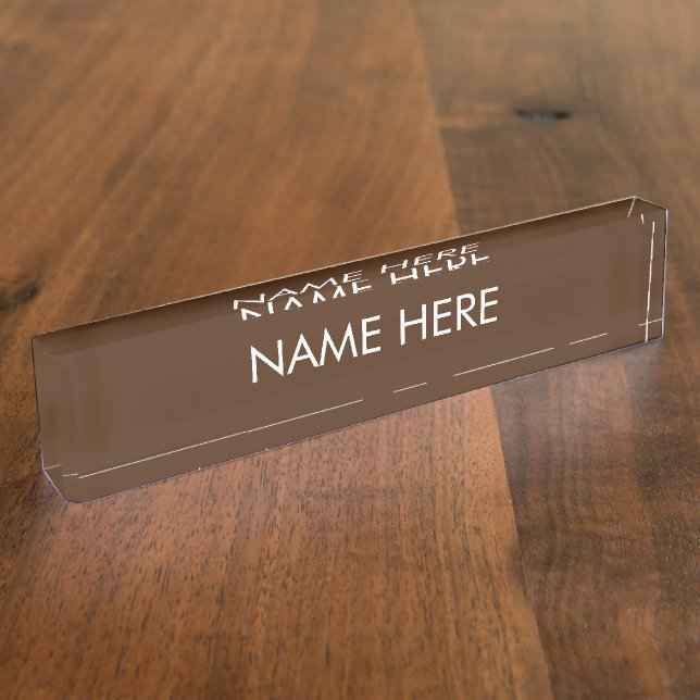 Porte-nom Pour Bureau personnaliser, modifier le nom texte brun blanc (Taille)