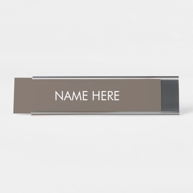 Porte-nom Pour Bureau personnaliser, modifier le nom texte brun blanc (Devant)