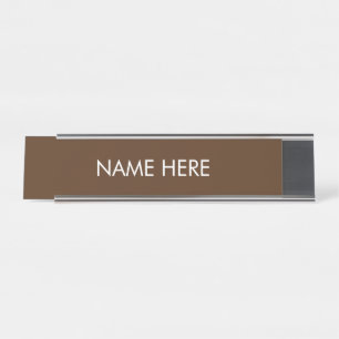 Porte-nom Pour Bureau personnaliser, modifier le nom texte brun blanc