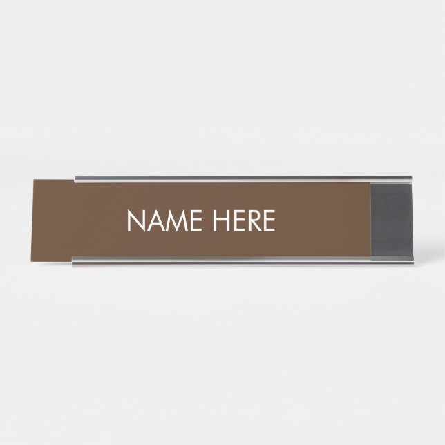 Porte-nom Pour Bureau personnaliser, modifier le nom texte brun blanc (Devant)