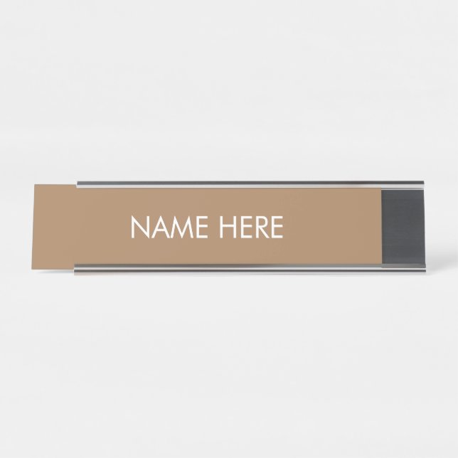 Porte-nom Pour Bureau personnaliser, modifier le nom texte brun clair bl (Devant)