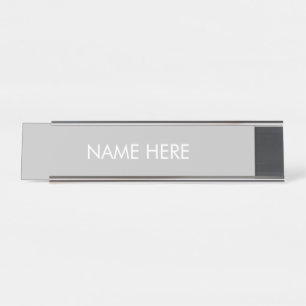 Porte-nom Pour Bureau personnaliser, modifier le nom texte clair gris bl
